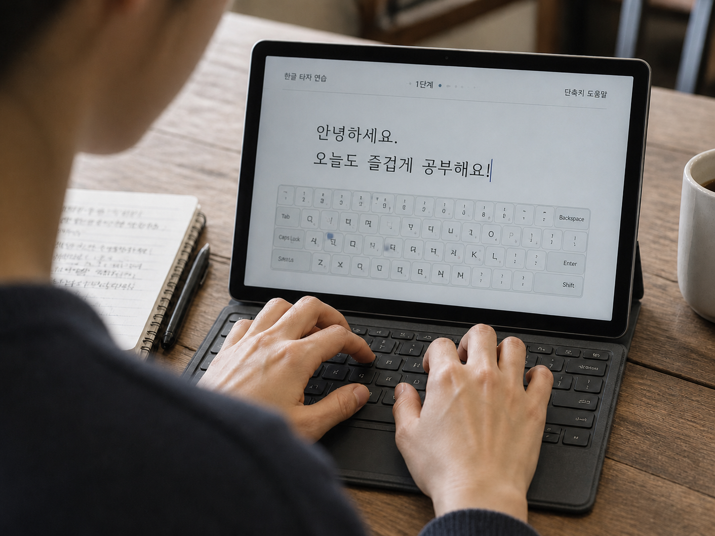 한글 타이핑 수업을 준비하는 학습자
