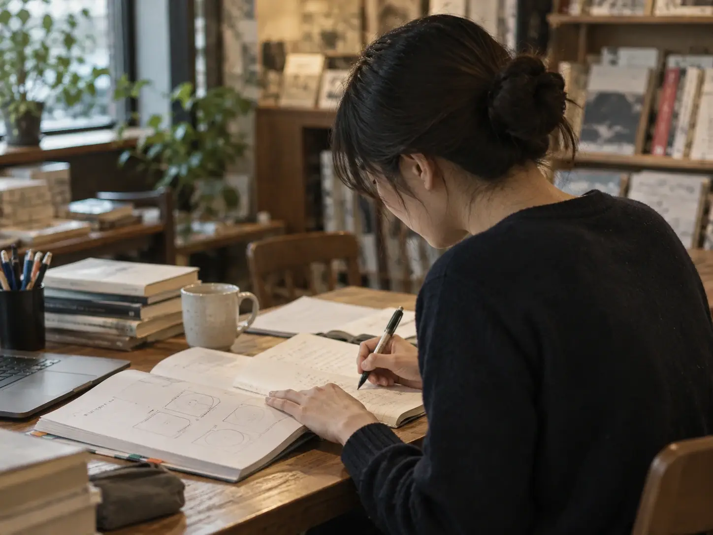 Temporary AI-generated scene of an educator preparing lessons; not a photograph of the actual teacher.